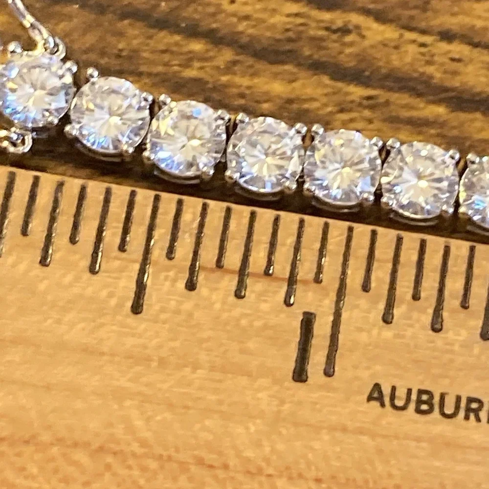 GEMSME CZ Tennis Bracelet 6mm Round Cut Prong Set Silver Tone‎ 8.5in